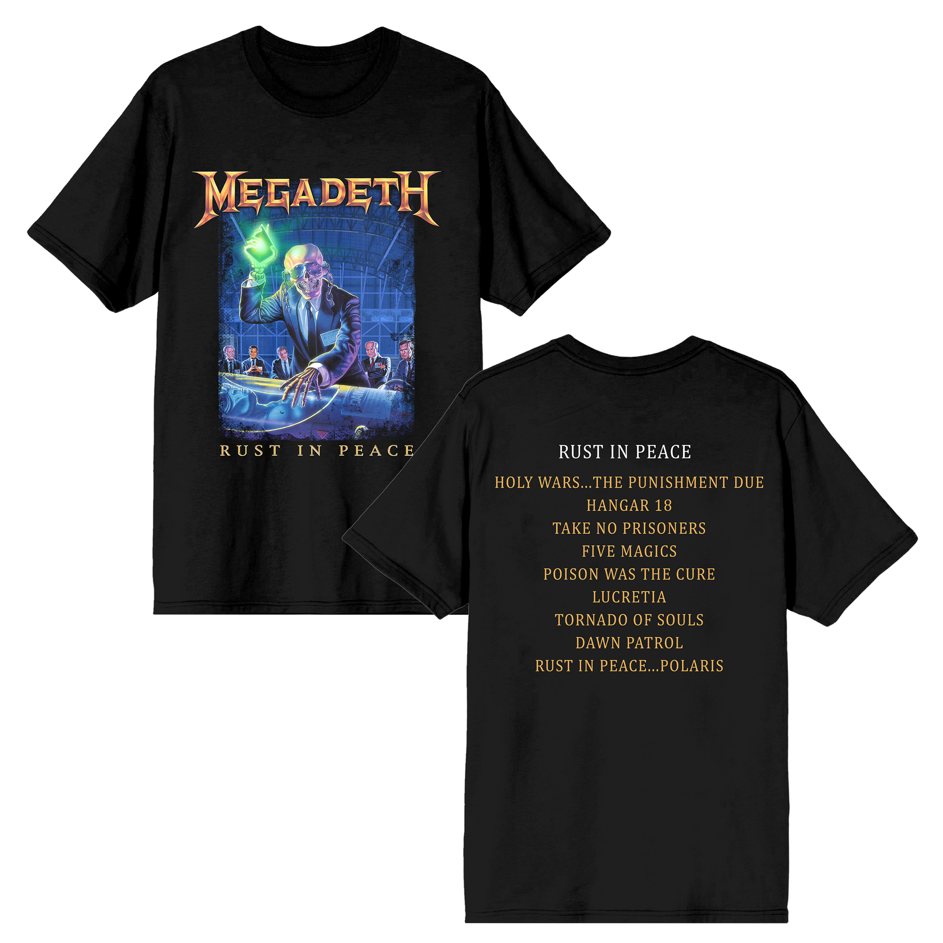 Megadeth Rust In Peace tracklist tee - official Megadeth merch