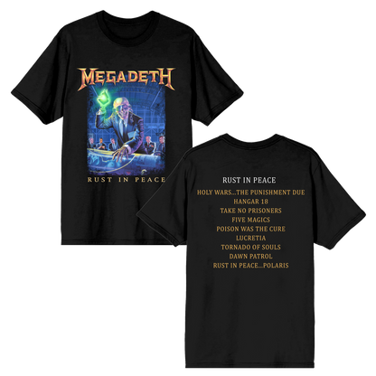 Megadeth Rust In Peace tracklist tee - official Megadeth merch