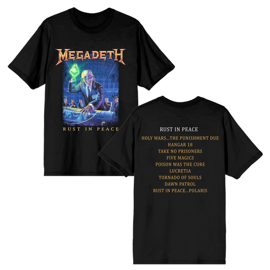 Megadeth Rust In Peace tracklist tee - official Megadeth merch