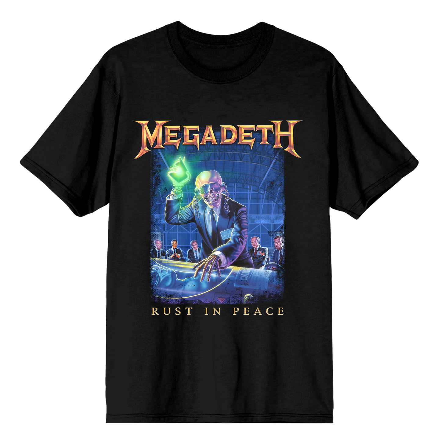 Megadeth Rust In Peace tracklist tee front view - official Megadeth merch