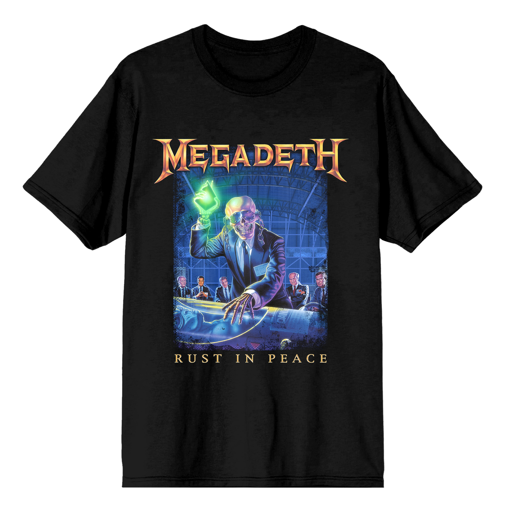 Megadeth Rust In Peace tracklist tee front view - official Megadeth merch